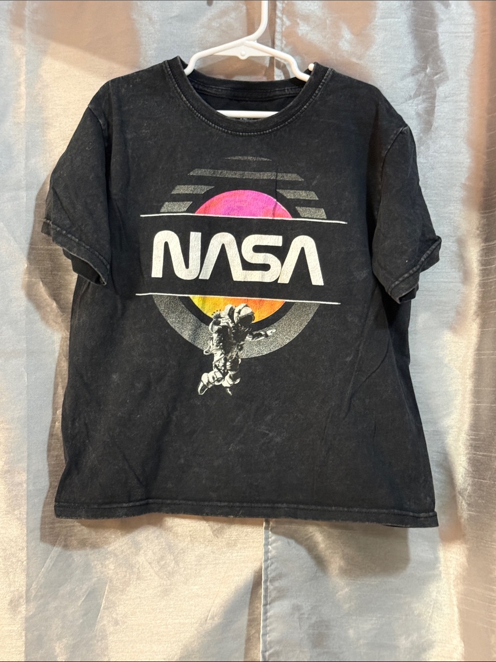 NASA Kids' Black Short Sleeve Tee with Retro Gradient Sun Graphic